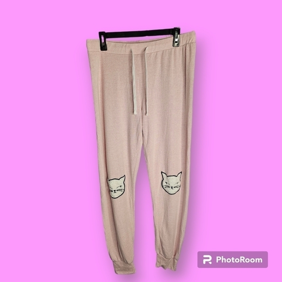 Bluenotes Other - Bluenotes Women's Pink Lounge Sleep Pants Cat Knee Patches Size XL